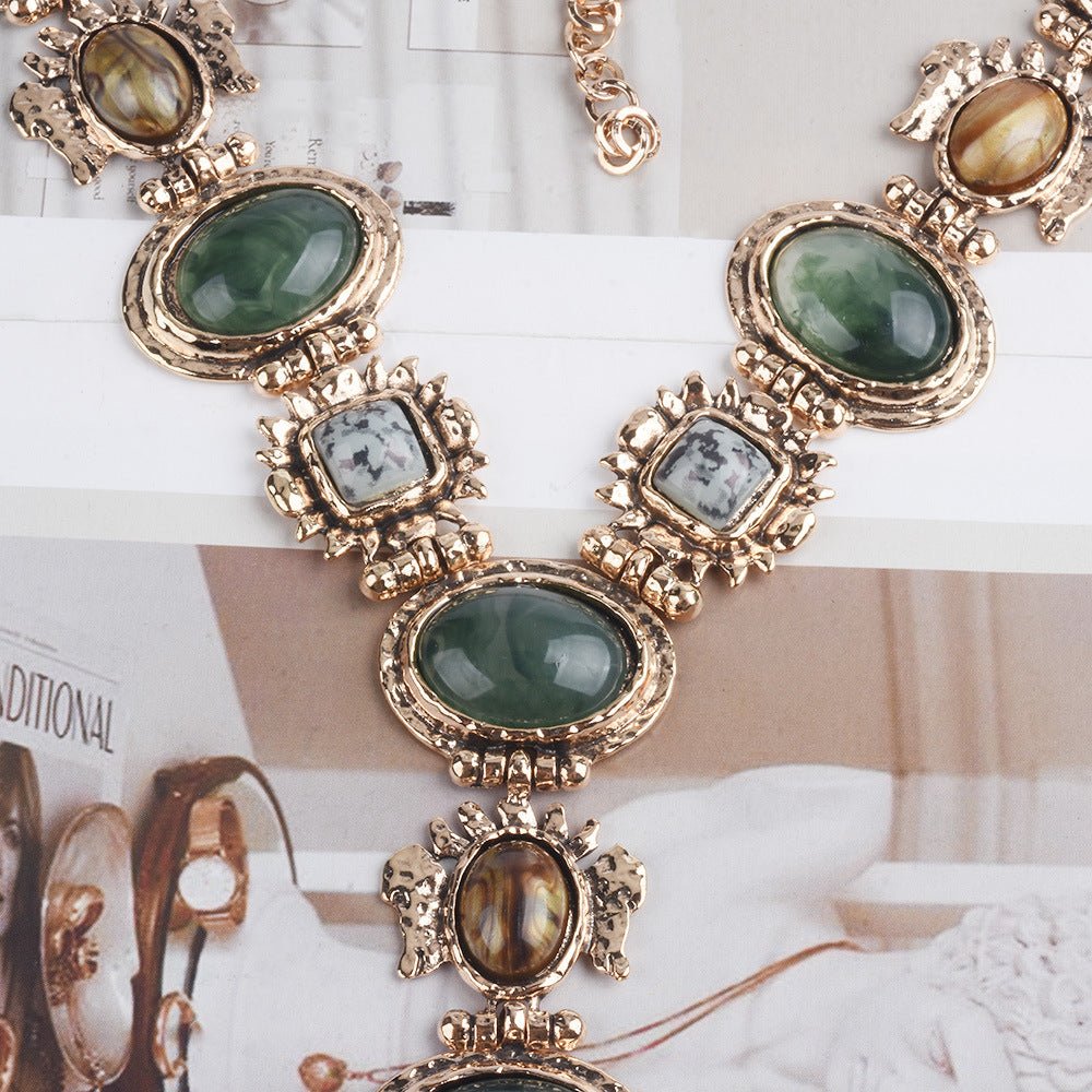 Earthline Jeweled Lariat Necklace - Gold - Honto Fashion
