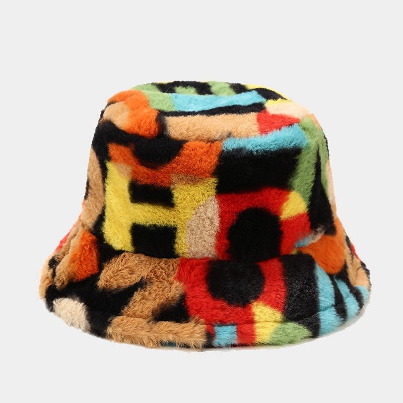 Faux Fur Graffiti Bucket Hat - Honto Fashion