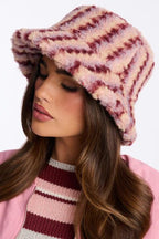 Faux Fur Leopard Print Bucket Hat - Honto Fashion