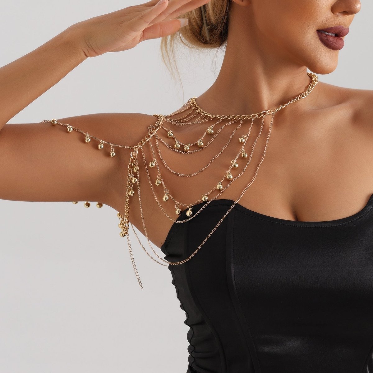 Gold Layered Shoulder Drape Chain - Honto Fashion