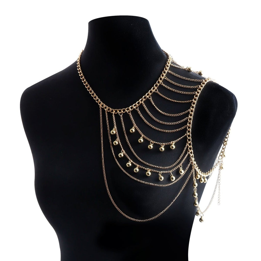 Gold Layered Shoulder Drape Chain - Honto Fashion