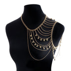 Gold Layered Shoulder Drape Chain - Honto Fashion