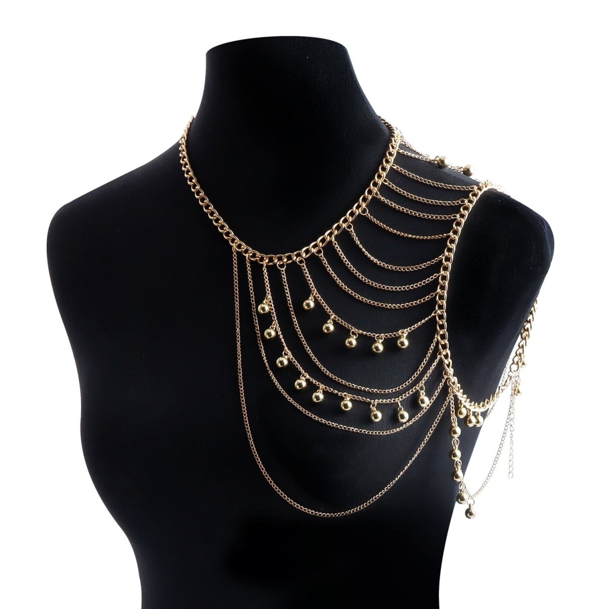 Gold Layered Shoulder Drape Chain - Honto Fashion