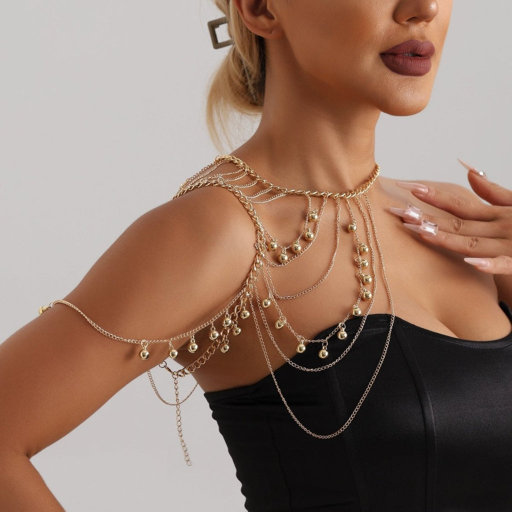 Gold Layered Shoulder Drape Chain - Honto Fashion