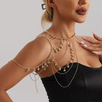 Gold Layered Shoulder Drape Chain - Honto Fashion