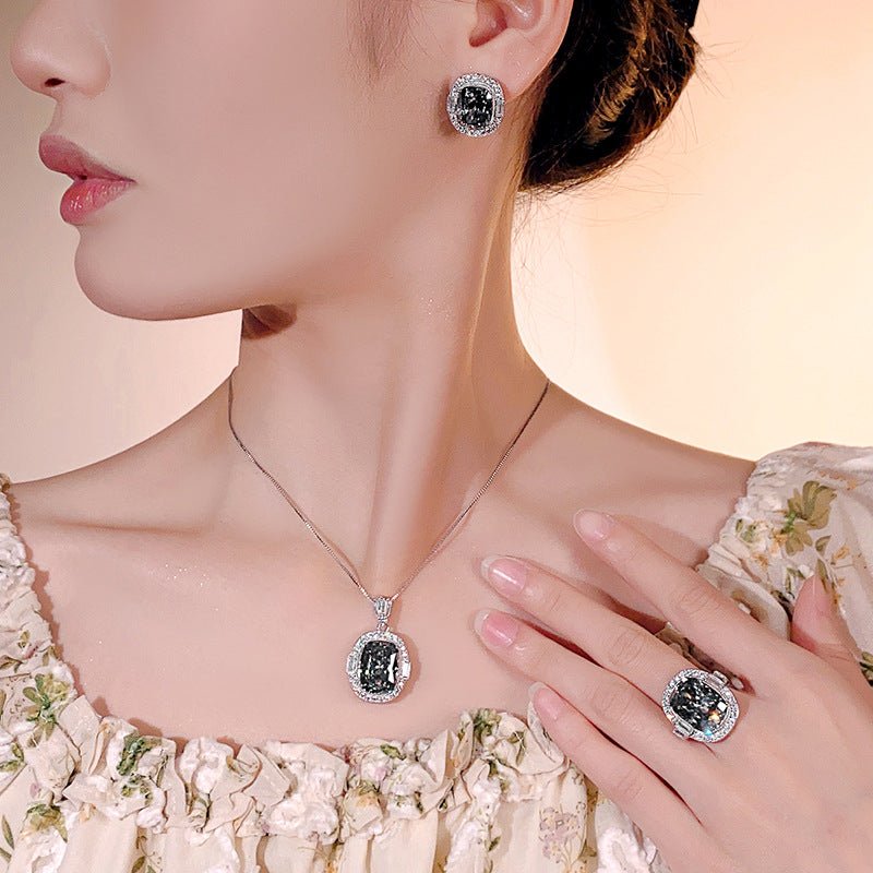 Gray Crystal Jewelry Set - Honto Fashion