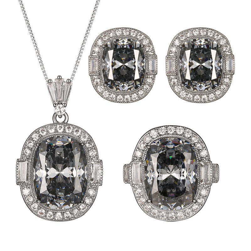 Gray Crystal Jewelry Set - Honto Fashion