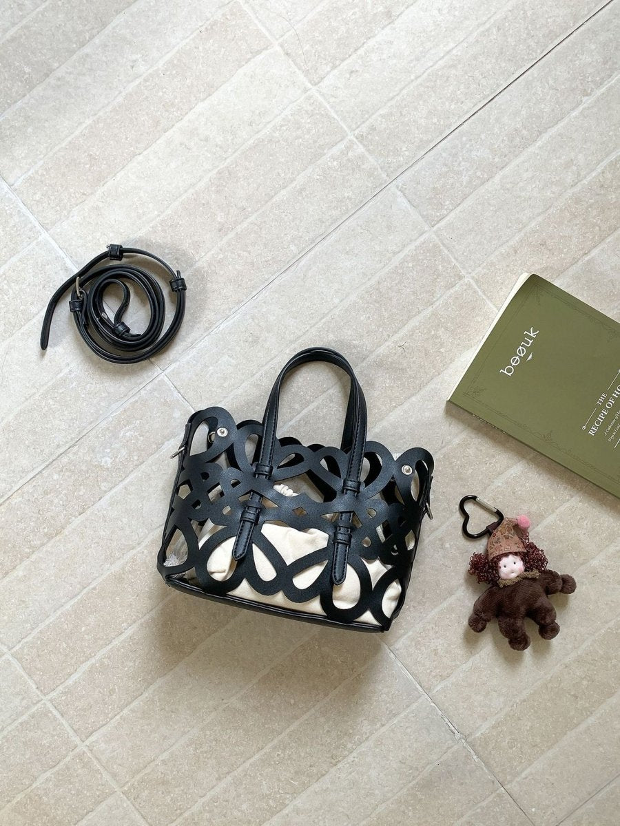 Hollow Heart Cage Tote Bag - Honto Fashion