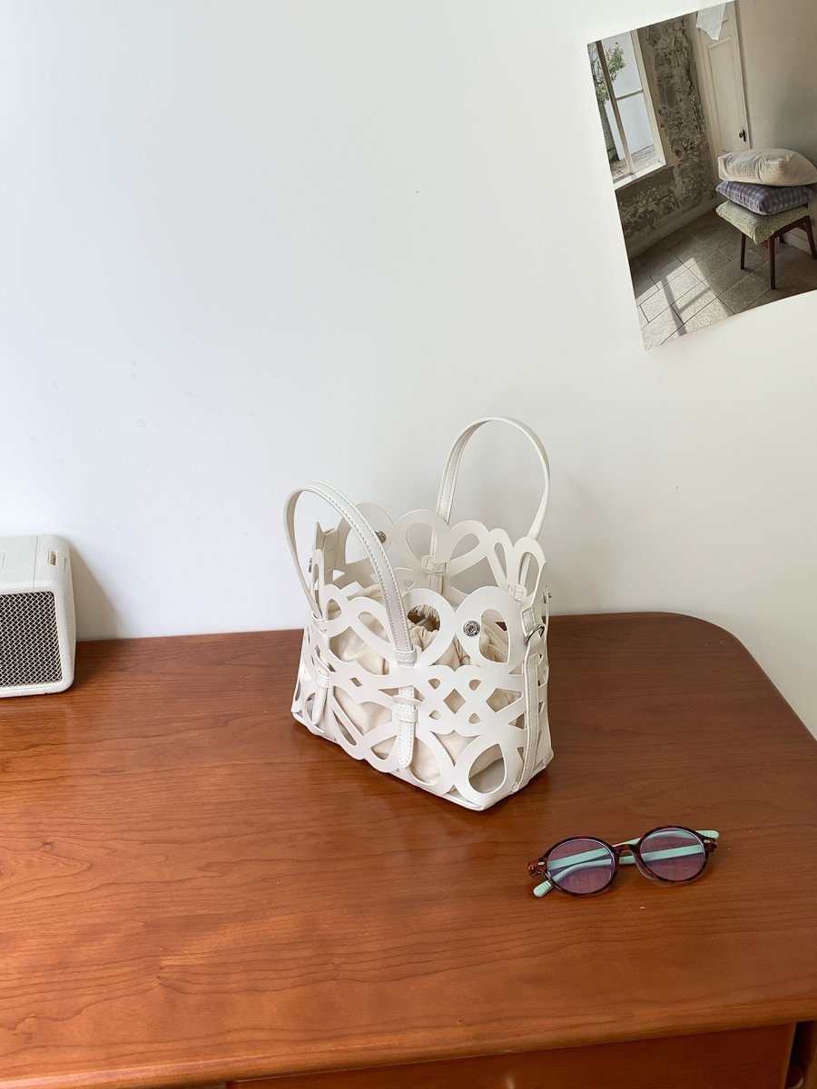 Hollow Heart Cage Tote Bag - Honto Fashion