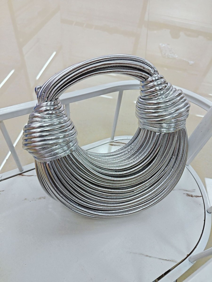 Knotted Metallic Hobo Bag - Honto Fashion