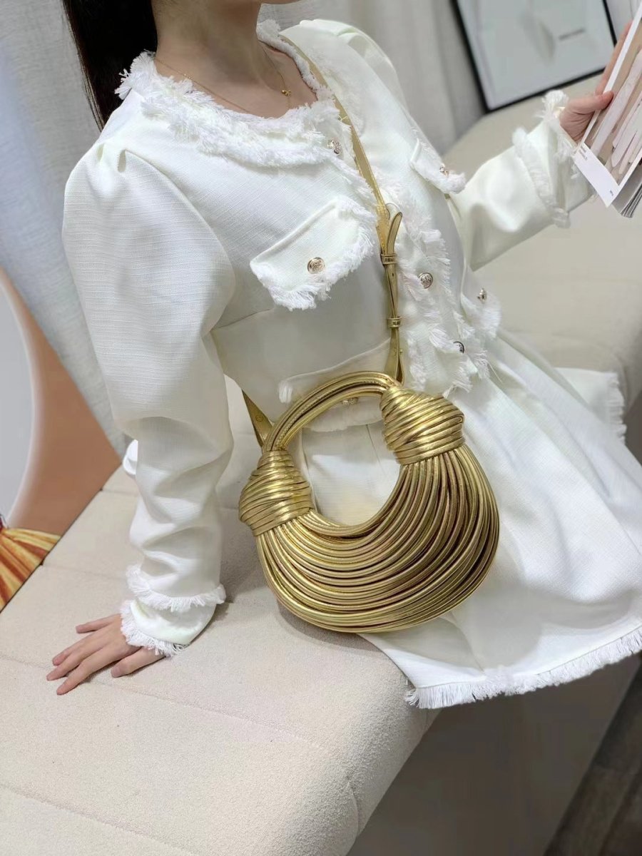 Knotted Metallic Hobo Bag - Honto Fashion