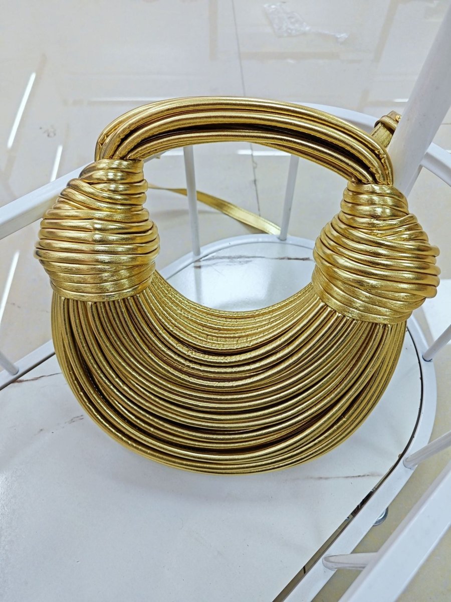 Knotted Metallic Hobo Bag - Honto Fashion