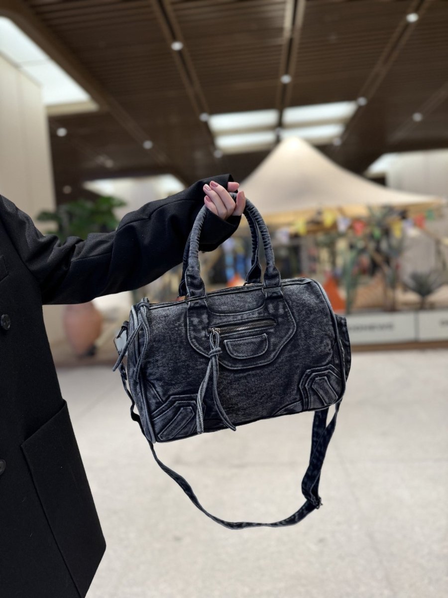 Large Retro Denim Shoulder Bag - Honto Fashion