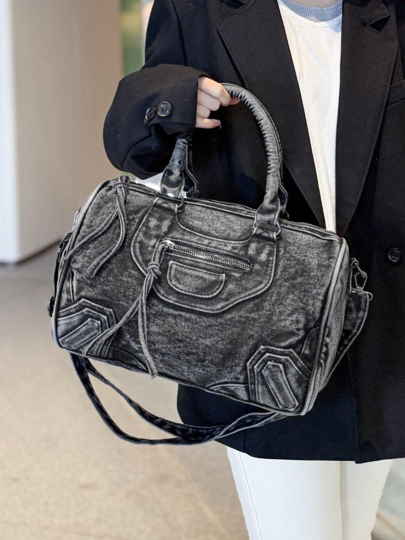 Large Retro Denim Shoulder Bag - Honto Fashion