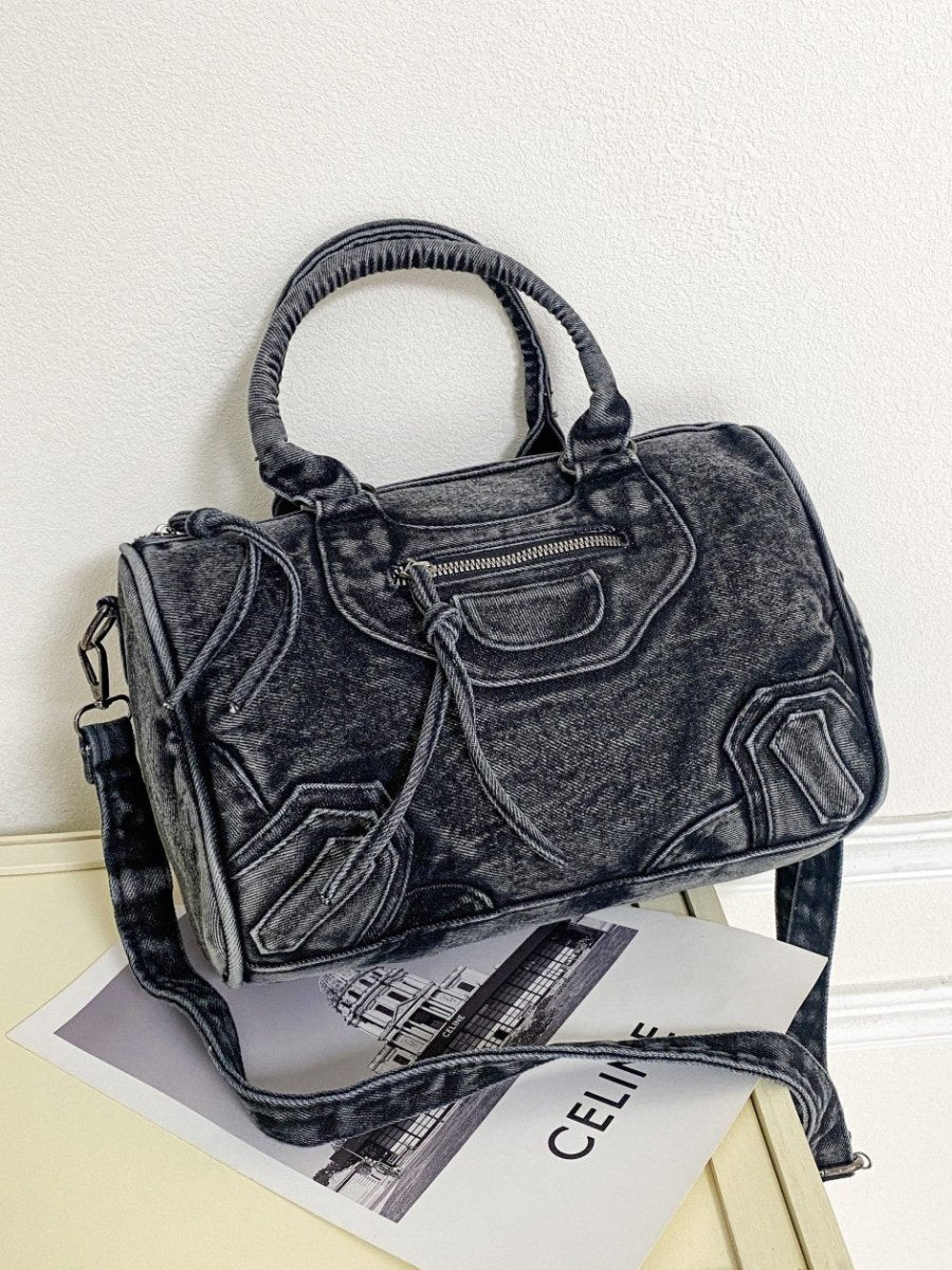 Large Retro Denim Shoulder Bag - Honto Fashion