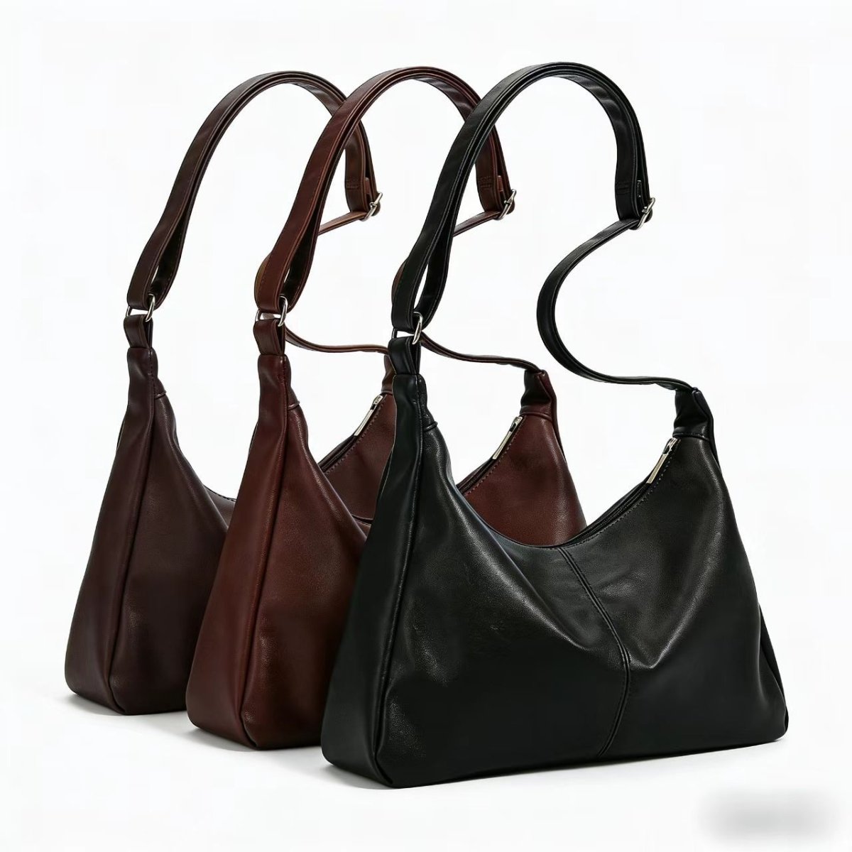 Maillard large hobo shoulder bag for women in black brown and light brown — soft PU leather crossbody bag