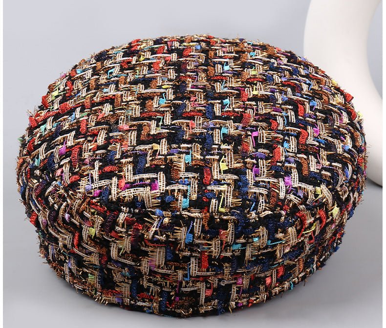 Mixed Yarn Tweed Flat Top Military Cap - Honto Fashion