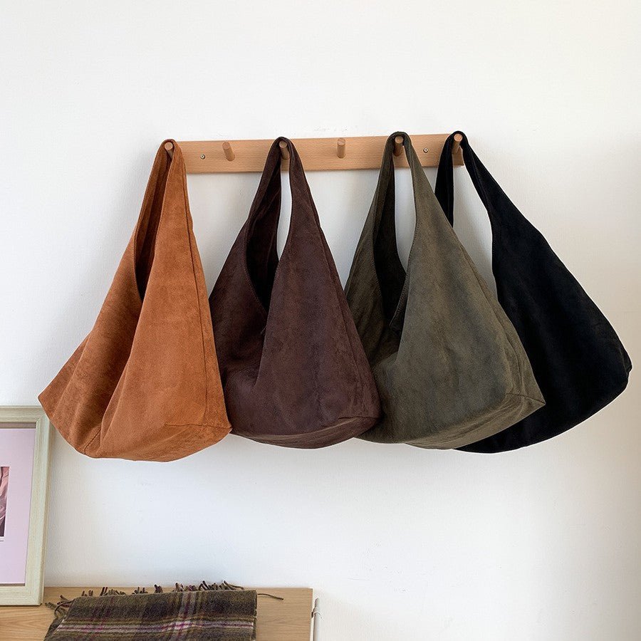 Oversized Suede Hobo Tote Bag - Honto Fashion