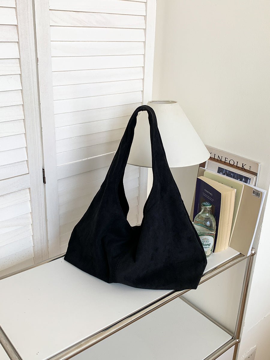 Oversized Suede Hobo Tote Bag - Honto Fashion