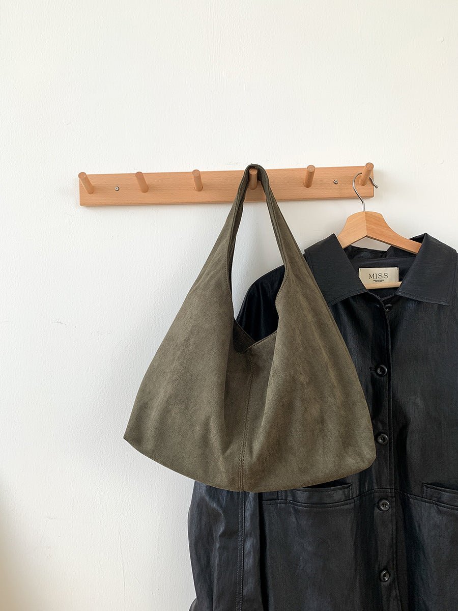 Oversized Suede Hobo Tote Bag - Honto Fashion