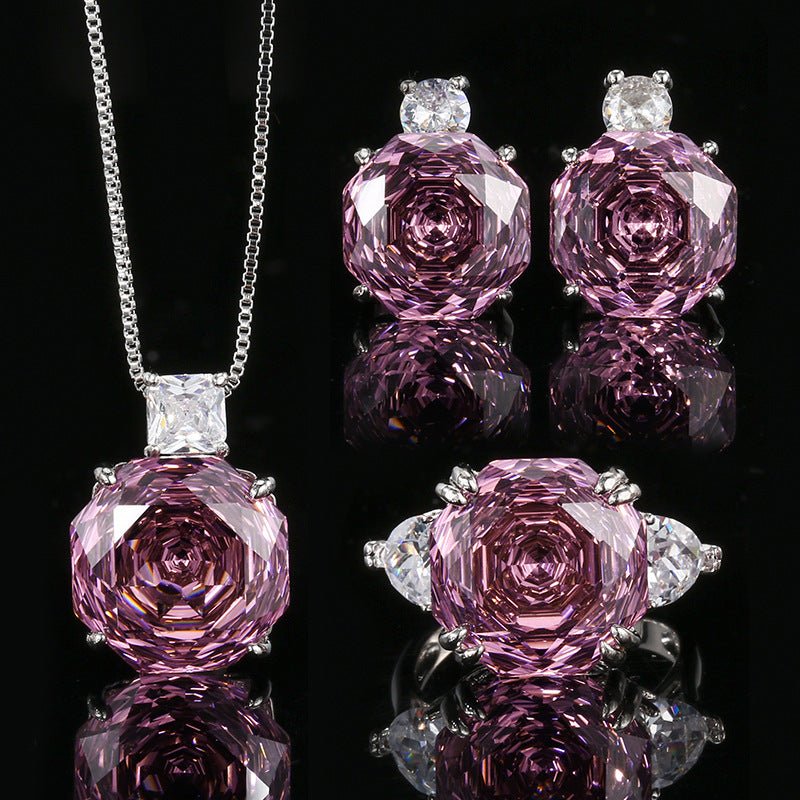 Pink Crystal Jewelry Set - Honto Fashion