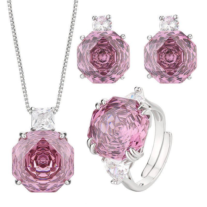 Pink Crystal Jewelry Set - Honto Fashion