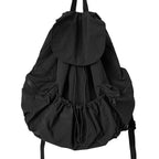 Pleated Nylon Drawstring Backpack - Honto Fashion