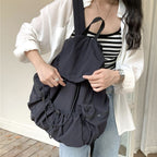 Pleated Nylon Drawstring Backpack - Honto Fashion