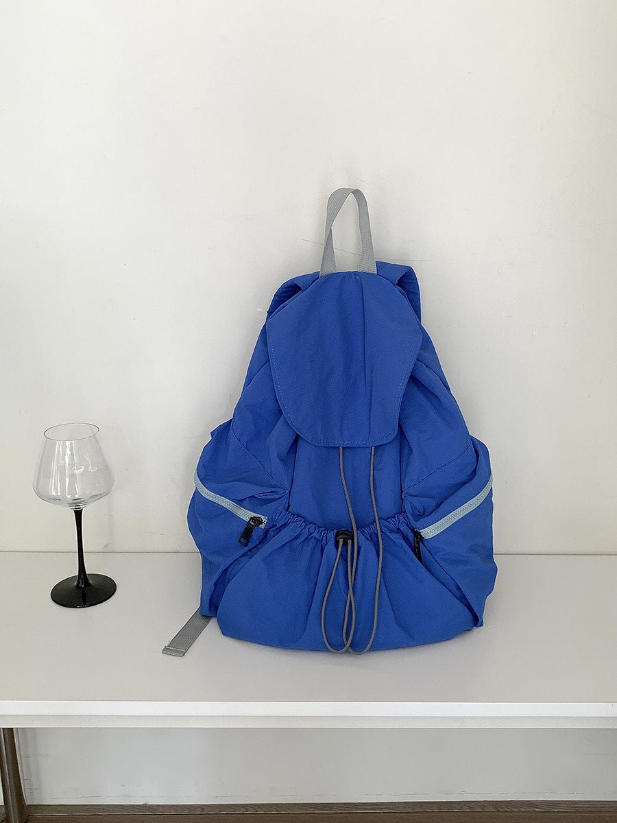 Pleated Nylon Drawstring Backpack - Honto Fashion