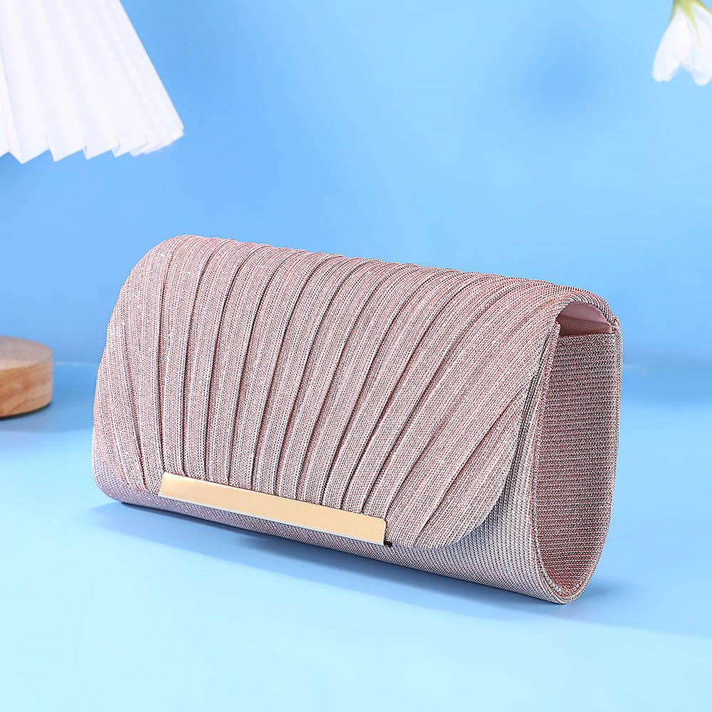 Pleated Shimmer Evening Clutch - Honto Fashion