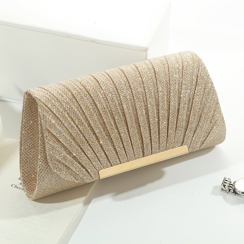 Pleated Shimmer Evening Clutch - Honto Fashion