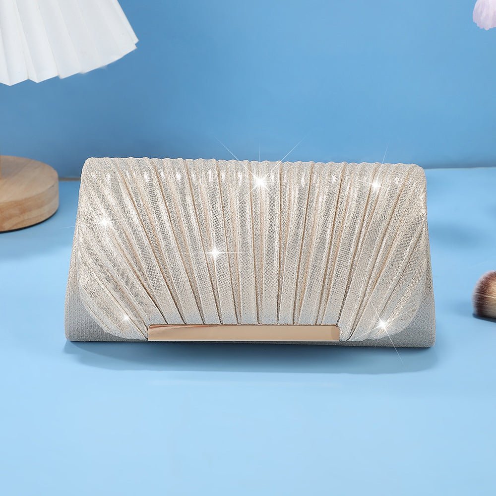 Pleated Shimmer Evening Clutch - Honto Fashion