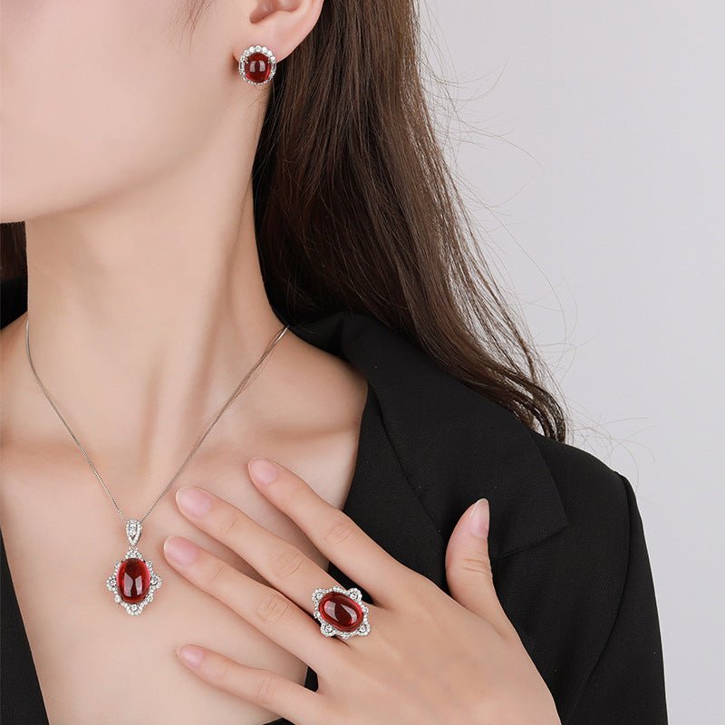 Red Stone Jewelry Set - Honto Fashion