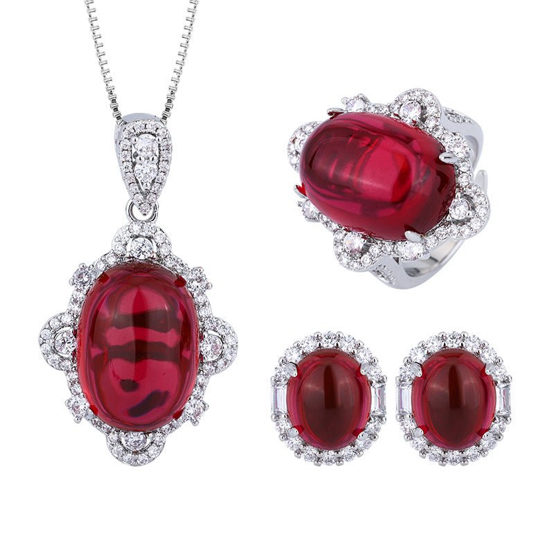 Red Stone Jewelry Set - Honto Fashion