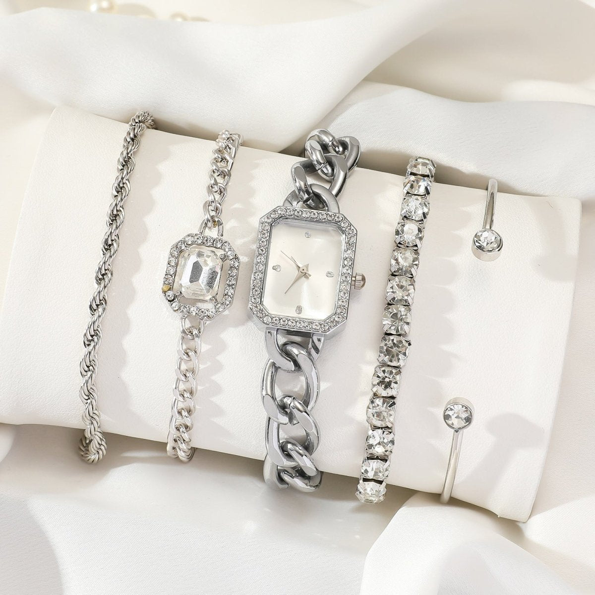 Time Will Tell 5 Piece Watch And Bracelet Set - Honto Fashion