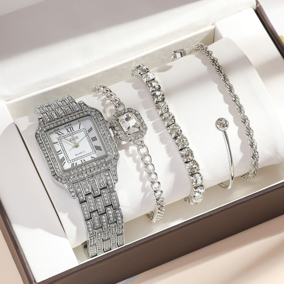 Time Will Tell 5 Piece Watch And Bracelet Set - Honto Fashion