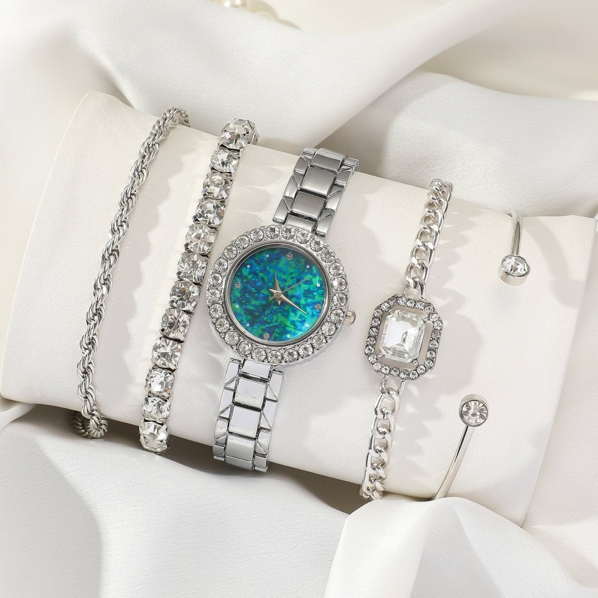 Time Will Tell 5 Piece Watch And Bracelet Set - Honto Fashion