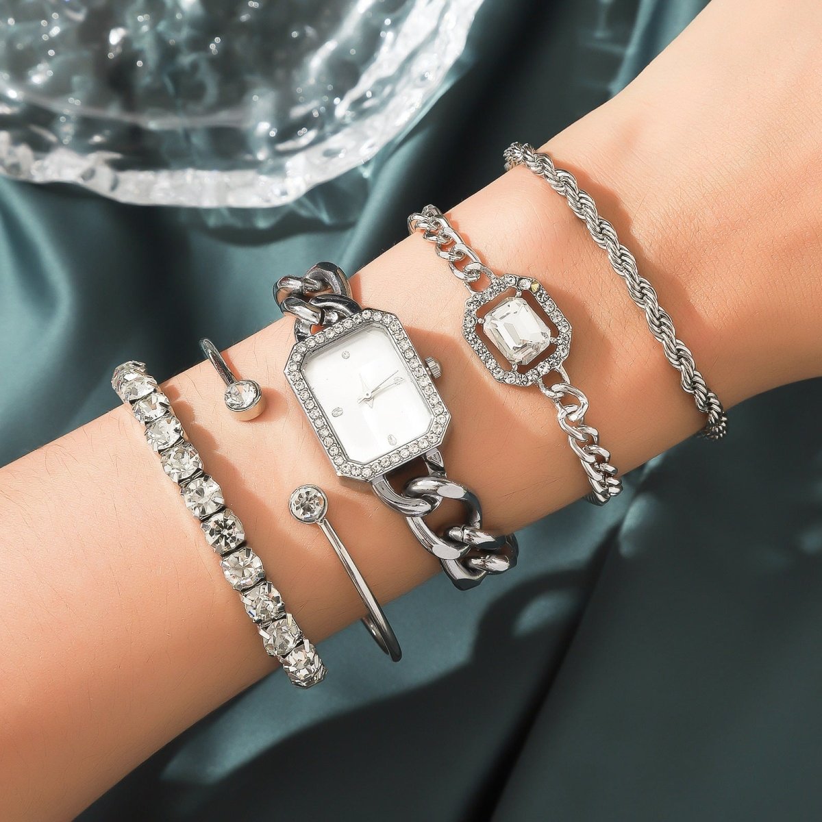 Time Will Tell 5 Piece Watch And Bracelet Set - Honto Fashion