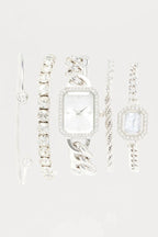 Time Will Tell 5 Piece Watch And Bracelet Set - Honto Fashion