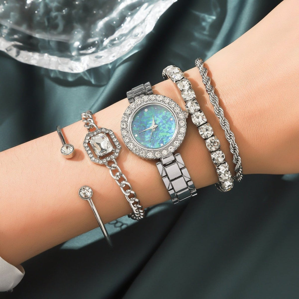 Time Will Tell 5 Piece Watch And Bracelet Set - Honto Fashion