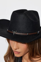 Woolen Cowboy Hat with Bull Head - Honto Fashion