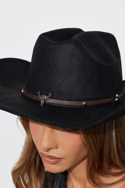 Woolen Cowboy Hat with Bull Head - Honto Fashion