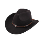 Woolen Cowboy Hat with Bull Head - Honto Fashion