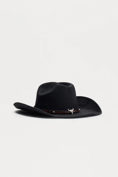 Woolen Cowboy Hat with Bull Head - Honto Fashion