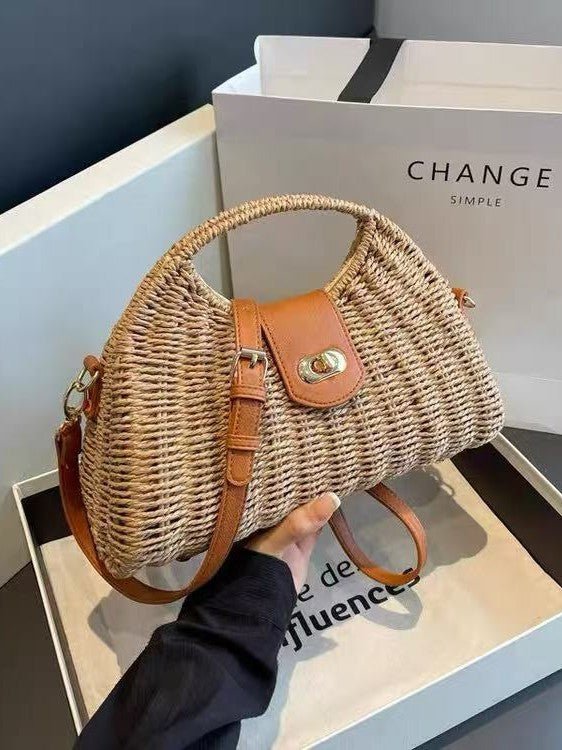 Woven Semicircle Hobo Bag - Honto Fashion