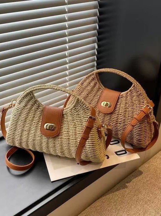 Woven Semicircle Hobo Bag - Honto Fashion